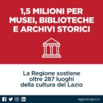 Regione Lazio: 1,5 milioni per musei, biblioteche e archivi storici. Approvate le graduatorie